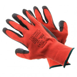 WORK GLOVES GU + P 13 RED POLYESTER WITH BLACK PU COATING...