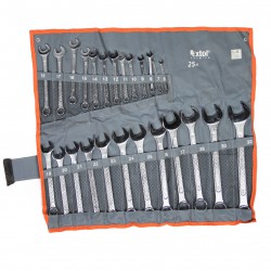 CRV COMBINATION WRENCHE SET 6-32 MM 25 PIECES POLISHED HEAD