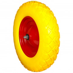 KOŁO DO TACZKI 4.00-8 PU PIANKOWE ŻÓŁTE Z OŚKĄ